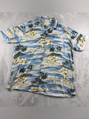 VSTR Blue Vintage Floral Hawaiian Button-Down Shirt